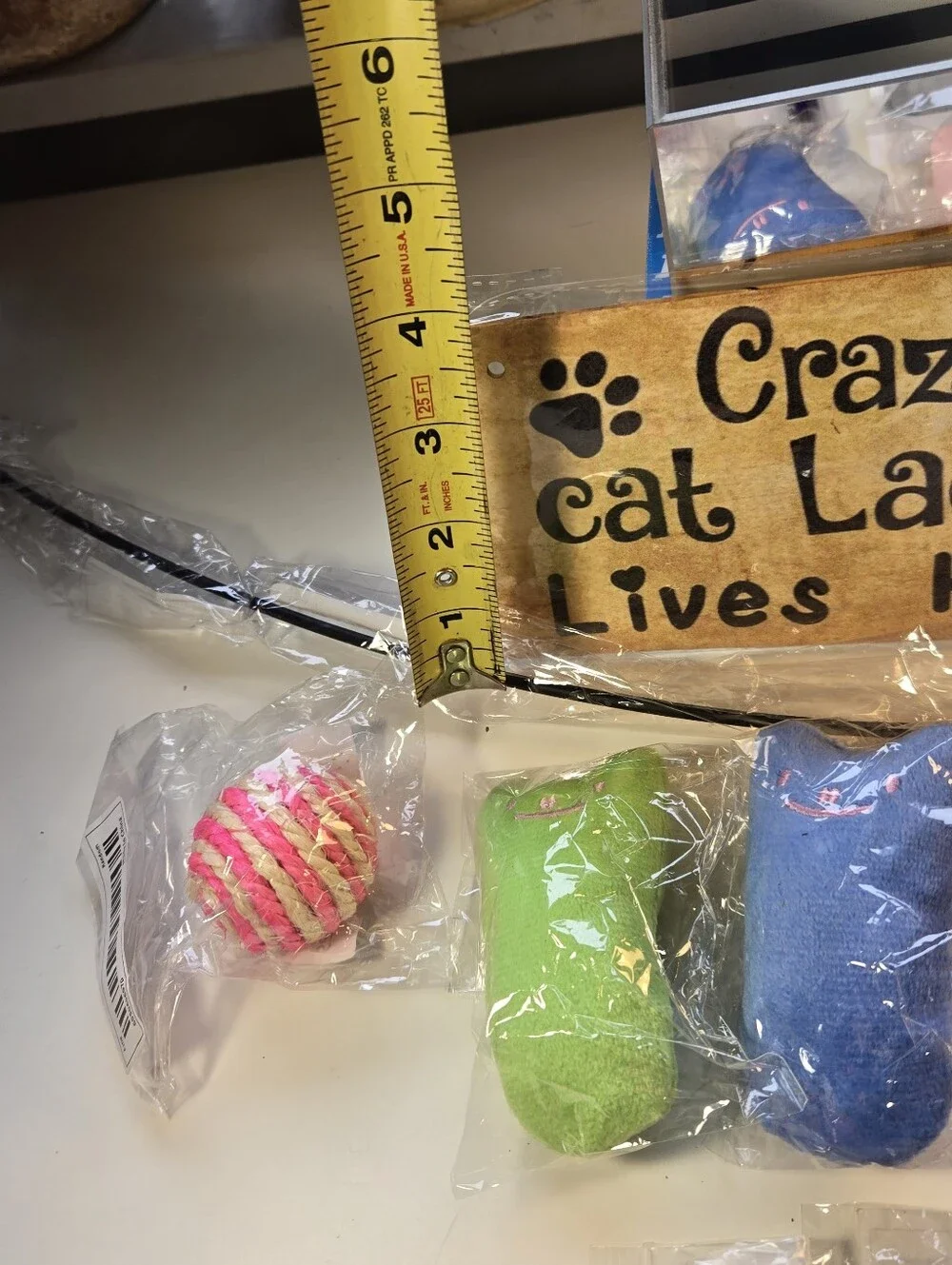 'Crazy Cat Lady Lives Here' Plaque and Assorted Cat Toys Bundle